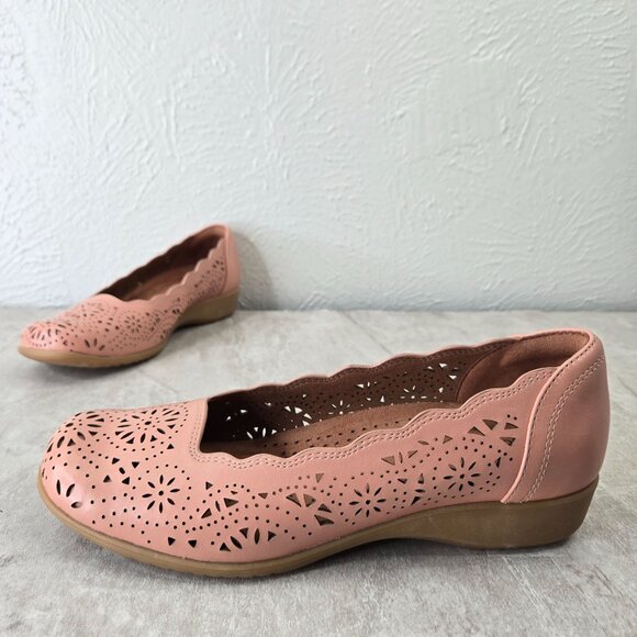 Cobb Hill Ballet Flats Sz 6.5 Light Pink Leather Minimalist Comfort Slip On Shoe - Picture 1 of 13